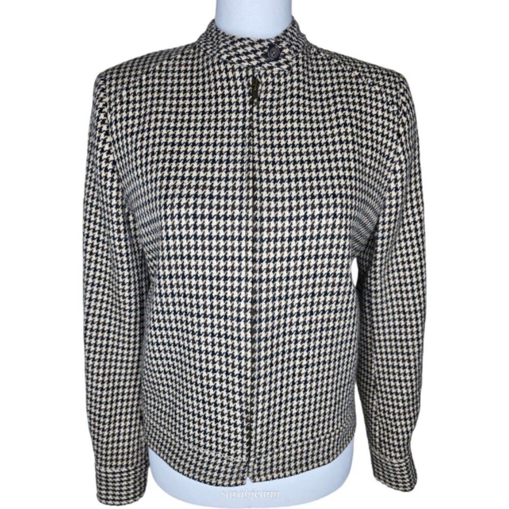 KORS Michael Kors Vintage 90's Houndstooth Wool Moto Jacket